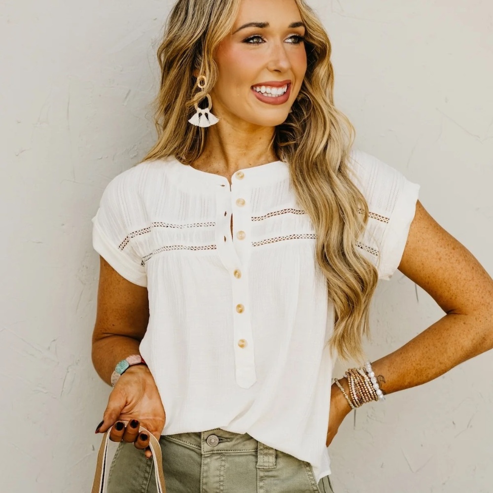 The Amirah Eyelet Trim Top